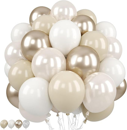 Beige White Pearl Balloons by BIAPIAN