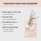 Kitsch U Shaped Hair Pins for Girls, Teens & Women | Hairpin Perfect for Updos, Ballet Buns & Wig Styling | Ideal Gifts for Women - 3 Inches & 2.5 Inches, Brown, 18Pcs