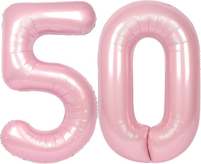 SUWEN 40 Inch Large Pink 50 Balloon Numbers Big Foil Helium Number Balloons 0-9 by SUWEN