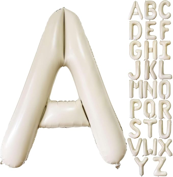 Cream White Letter A Balloons, 40 Inch Giant Letter Balloons A Foil Mylar by Lovoir