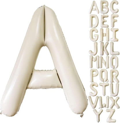 Cream White Letter A Balloons, 40 Inch Giant Letter Balloons A Foil Mylar by Lovoir