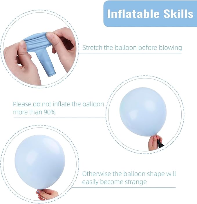 RUBFAC Pastel Blue Balloons Different Sizes Light Blue Balloon 154pcs | Blue - Image 4