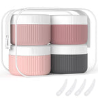 ME.FAN Travel Containers for Toiletries, TSA Approved 1.5 oz Silicone Cream Jars, Leak-proof Journey Containers, Trip Accessories with Lid for Cosmetic Face Hand 4 Pack White Lid - Pink