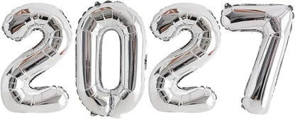 Silver 2027 Foil Number Balloons by GOER