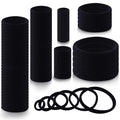 100PCS Various Sizes Black Hair Ties for Women,Elastics Hair Ties No Damage Ponytail Holder for Thick/Thin Hair Accessories,Soft Cotton Cloth Seamless Hair Bands