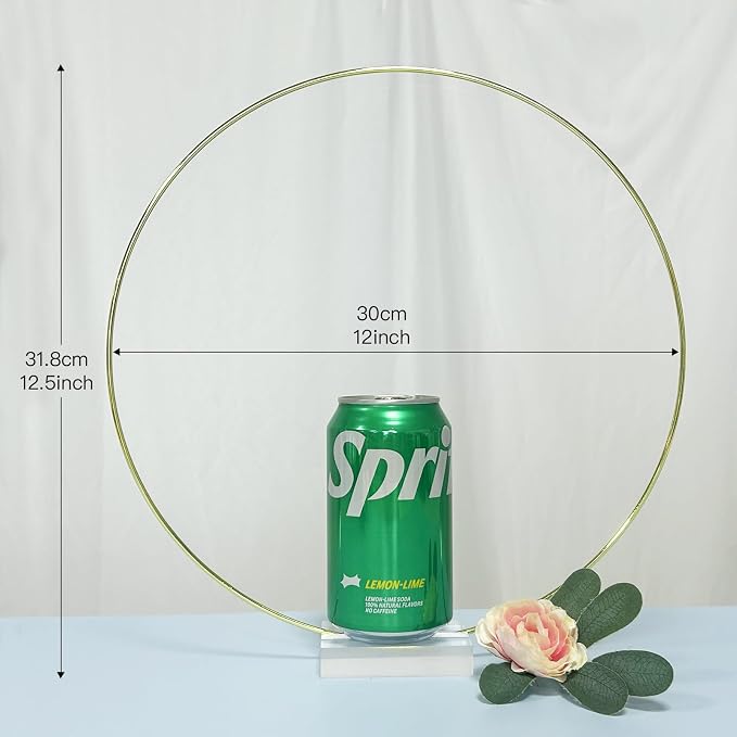 YALLOVE 10-Pack 12-Inch Gold Metal Floral Hoop Table Centerpieces | Wreath Ring - Image 3