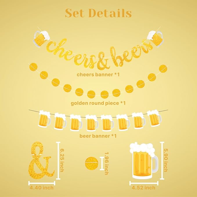 Beer Birthday Banner for Beer Party and Birthday Wedding Party Supplies - Image 2