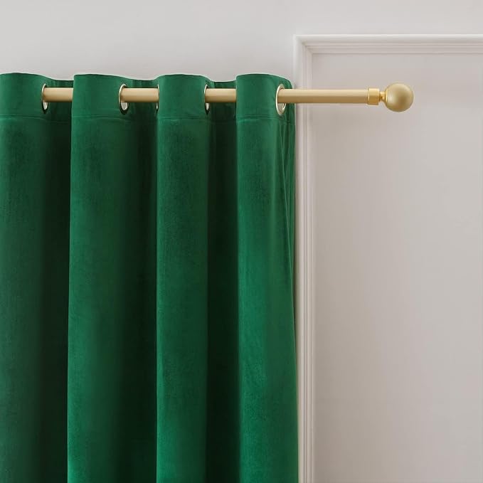BULBUL Velvet Green Blackout Curtains 102 inch Long - Image 3