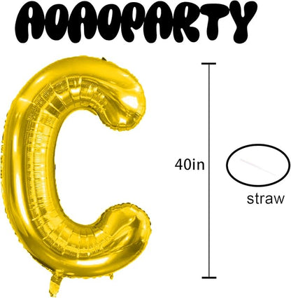 Letter Balloons Gold 40 Inch C Large Giant Big Foil Mylar Balloon | - Image 3