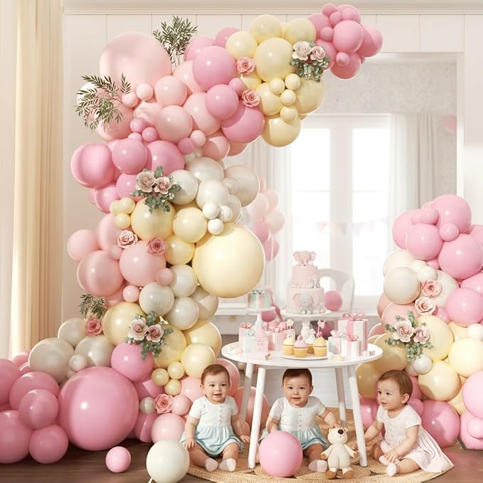 Pink and Yellow Balloon Arch Garland Kit 157pcs, Pastel Pink Light Pink Yellow - Image 7
