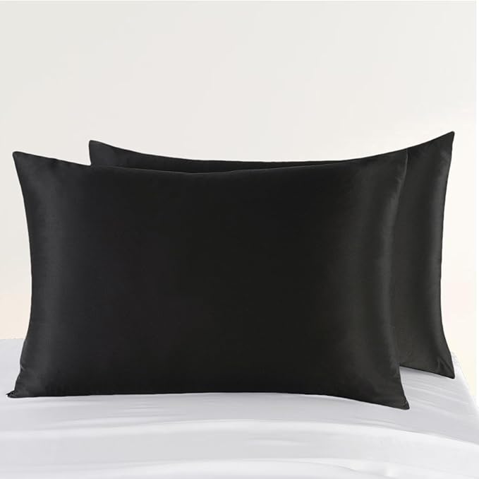 ZIMASILK Upgraded 100% 6A Grade Pure Mulberry Silk Pillowcase for Hair and Skin Silk Pillow Cases with Reinforced Hidden Zipper, More Soft & Durable, Gift Box (Standard 20"x26" Black)