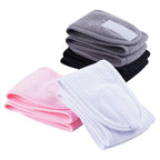 4 PCS Facial Spa Headbands(White, Black, Pink，Gray)， Makeup Shower Bath Wrap Sport Headband Terry Cloth Stretch Towel with Magic Tape