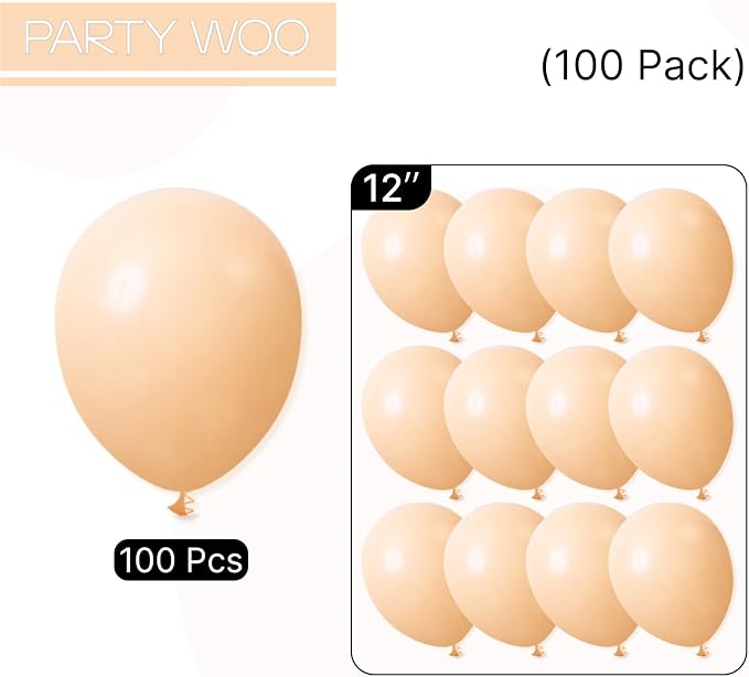 PartyWoo Nude Balloons 100pcs Apricot Boho Fall Color 12 Inch | Balloons - Image 7