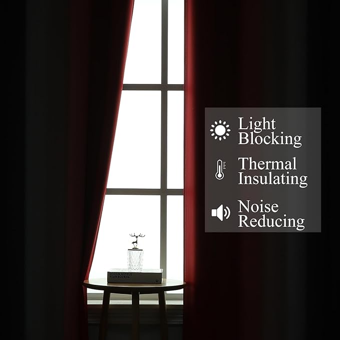 Red and Black Ombre Blackout Curtains 102 Inches Long 2 Panels Set, Thermal - Image 3