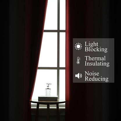 Red and Black Ombre Blackout Curtains 102 Inches Long 2 Panels Set, Thermal - Image 3