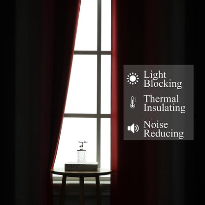 Red and Black Blackout Curtains 54 Inch Length, Light Blocking Gradient Grommet - Image 3