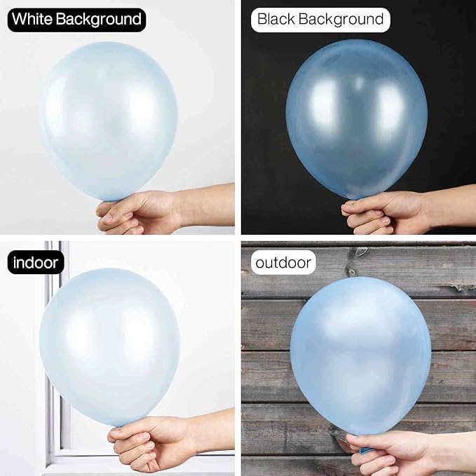 PartyWoo Pearl Light Blue Balloons 50pcs Baby Pastel Blue Color | 12 Inch - Image 2