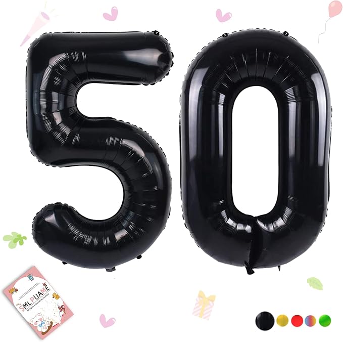 40 inch Number Balloon 0-9 Black Large Number 50 Balloons, Digital Balloons by Smlpuame