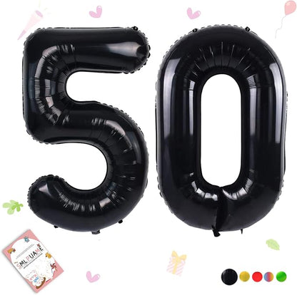 40 inch Number Balloon 0-9 Black Large Number 50 Balloons, Digital Balloons by Smlpuame