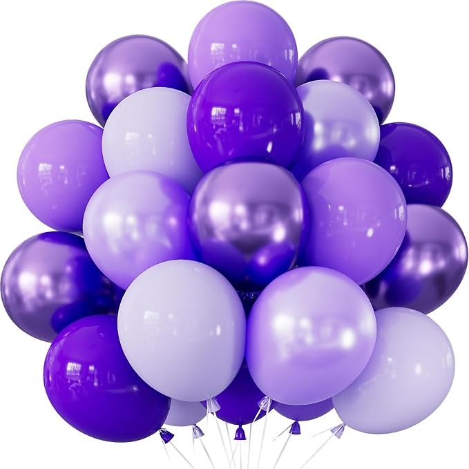 Purple Balloons, Birthday Decorations by Adeyoo