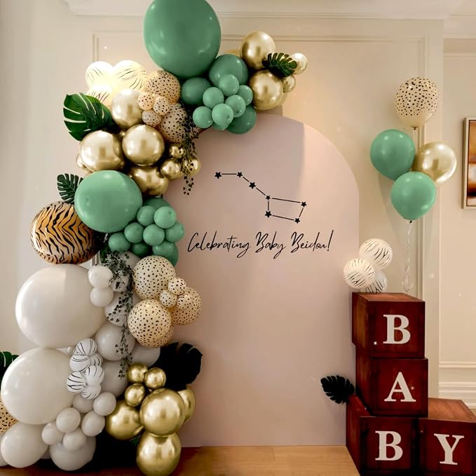 Green White Gold Balloon Garland Arch Kit - Image 3