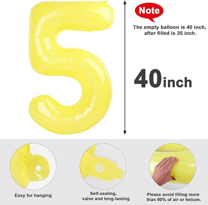5 Balloon Number 40 Inch Yellow Balloons - Image 5