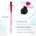 SEGO 1PCS/2PCS Helmet Pigtail Braids with Detachable Suction Cup Bowknot Ponytail Hair Many Colors (Helmet not Included)