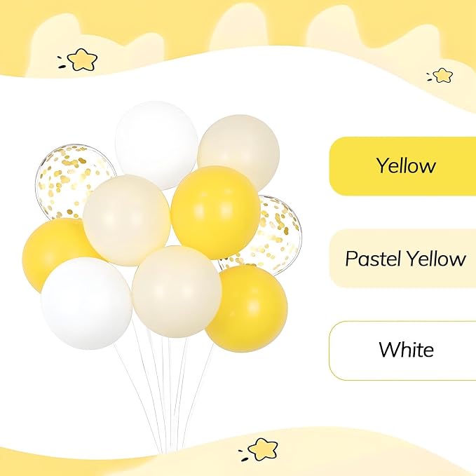 60pcs Yellow and White Balloons 12inch - Image 8