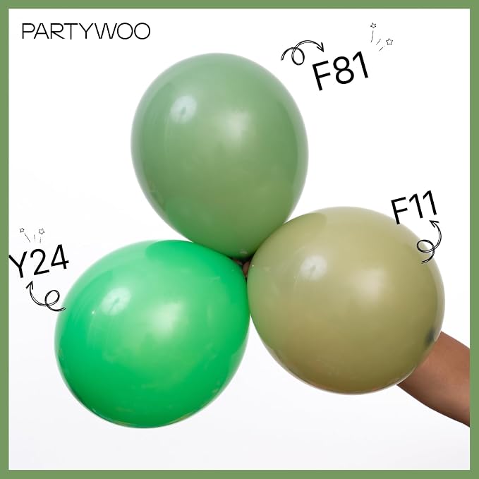 PartyWoo Sage Green Balloons 140pcs Different Sizes Pack of 18 12 10 5 Inch - Image 4