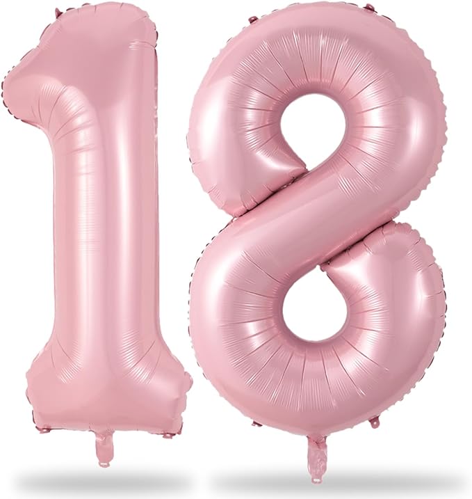 18 Foil Balloon Pastel Pink, 40 Inch Helium Number 1 & 8 Balloon by Lingqiang