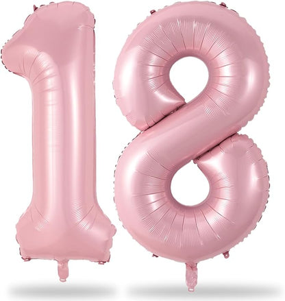 18 Foil Balloon Pastel Pink, 40 Inch Helium Number 1 & 8 Balloon by Lingqiang