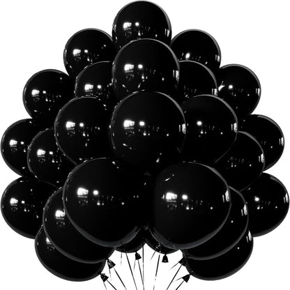 Black Balloons 50 Pcs 12 Inch Black Latex Balloons, Photo Backdrop | Black by Adeyoo