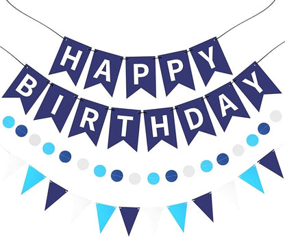 Blue Happy Birthday Banner, Happy Birthday Decorations Hanging Birthday Sign by Unknown