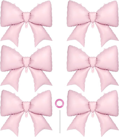 6 Pcs Pink Bow Balloons for Girls, 35 Inch Bow Foil Balloons by YOTHORN