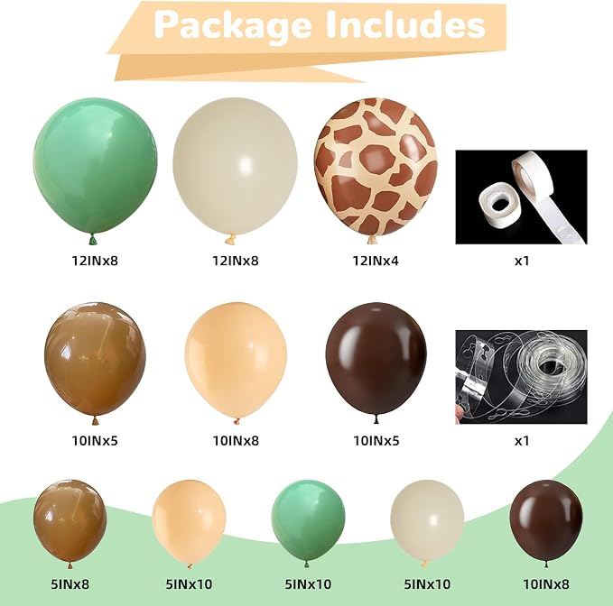 HILAVO Sage Green Brown Balloon Garland Kit Olive Green Gold Safari Balloons - Image 2