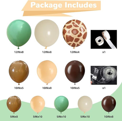 HILAVO Sage Green Brown Balloon Garland Kit Olive Green Gold Safari Balloons - Image 2