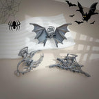 Halloween 3PCS Spider Net Bat Hair Claw Clips Hair Styling Accessories for Women Girls, Gothic Black Metal with Pearl Spooky Large Medium Size Catch Clips for thick Hair Holiday Gifts(Black Gun)