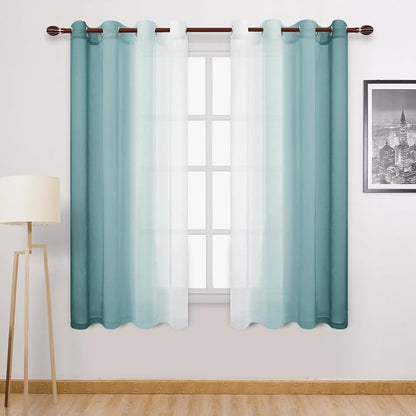 DWCN Faux Linen Ombre Sheer Curtains by DWCN