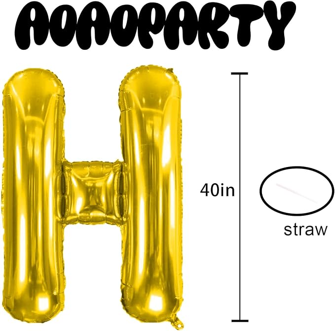 Letter Balloons Gold 40 Inch H Large Giant Big Foil Mylar Balloon | - Image 3