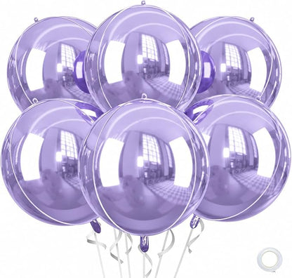 Purple 4D Round Foil Balloons, 22Inch Metallic Purple Balloons by Saxuxu