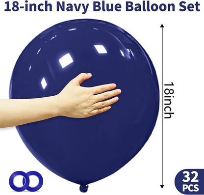 32Pcs Navy Blue Big Balloons 18 Inch, Round Dark Blue Large Latex Party Balloons - Image 3