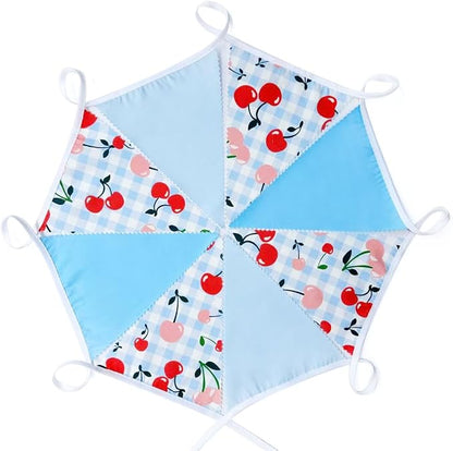 32Ft Blue Gingham Cheery Pennant Banner Fabric Triangle Flag Garland Streamers - Image 6