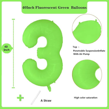 Fluorescent Green Number Balloon 40 inch Giant Foil Helium Balloons Green - Image 2