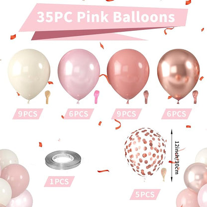 Dusty Pink Balloons, Blush Pink Balloons Cream White Balloon, Pearl Light Rose - Image 2