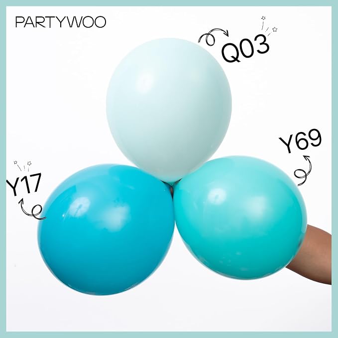 PartyWoo Teal Balloons 50pcs Turquoise Latex Helium Balloons 12 Inch | - Image 3