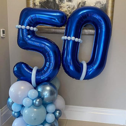 Navy Blue 50 Balloon Numbers, 40 Inch Dark Blue 50 Birthday Balloons Large Foil - Image 4