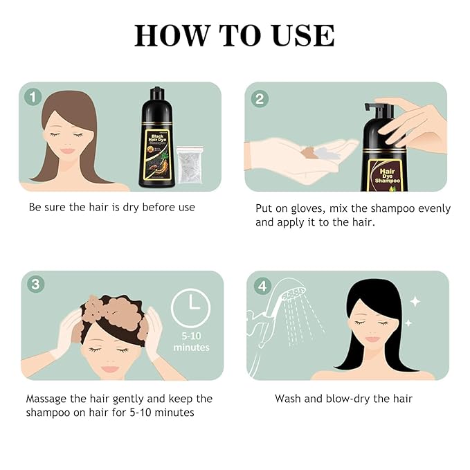 Natural Hair Color Shampoo for Gray Coverage, Instant Red Hair Dye Shampoo 3 in 1, Shampoo Hair Dye Works in Minutes, Red Hair Shampoo, Shampoo Para Canas for Women and Men