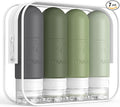 ME.FAN Travel Bottles for Toiletries, TSA Approved 3oz Travel Size Containers, Silicone Squeezable Portable Split Bottle, Travel Accessories for Conditioner, Shampoo, Lotion- 4 Pack Desert Sage