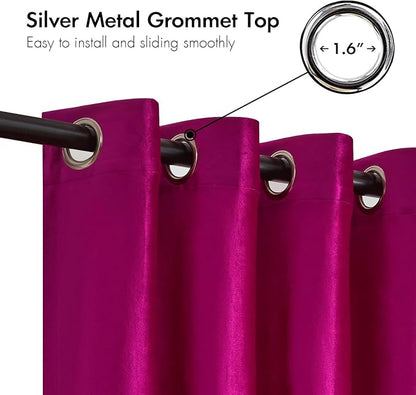 Modern Hot Pink Black Velvet Curtains Luxury 108 inch - Image 2