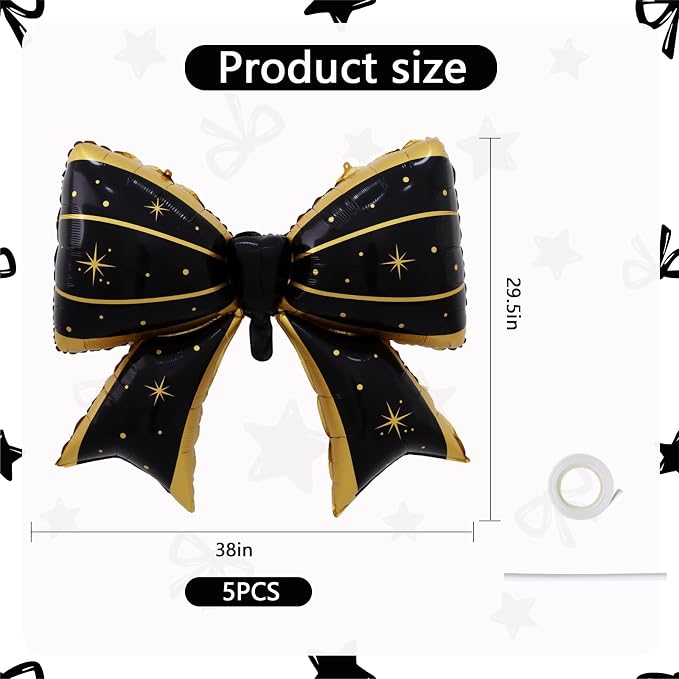 38 Inches Bow Balloon Black Star - Image 2